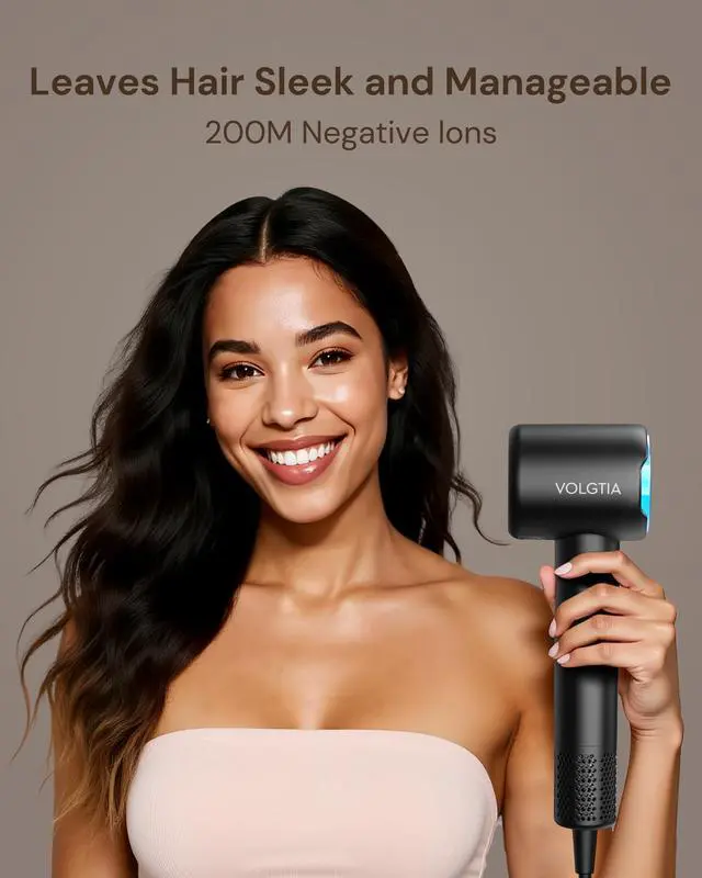 Alt view image 3 of 7 - Hair Dryer with Diffuser for Curly Hair, Blow Dryer, 110000 RPM Professional High Speed Hairdryer with Negative Ions, 1400W Blow Dryer with 6.5 Ft Cord Fast Drying for Women Men
