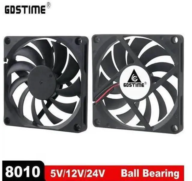 Alt view image 6 of 10 - 2 Pcs Cooler 80mm 5V 12V 24V 2 Pin Connector 8010 8cm Ball Bearing 80x80x10mm Brushless Cooling Fan for PC Computer Case