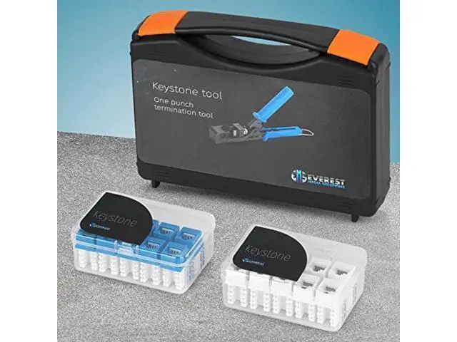 Alt view image 7 of 10 - Everest Media Solutions easyJACK (CAT6A Kit) - Speed Termination Tool, with 10 Blue & 10 White CAT6A Keystone Jacks - Punch Down Ethernet Crimper for EMS RJ45 UTP Female Connectors