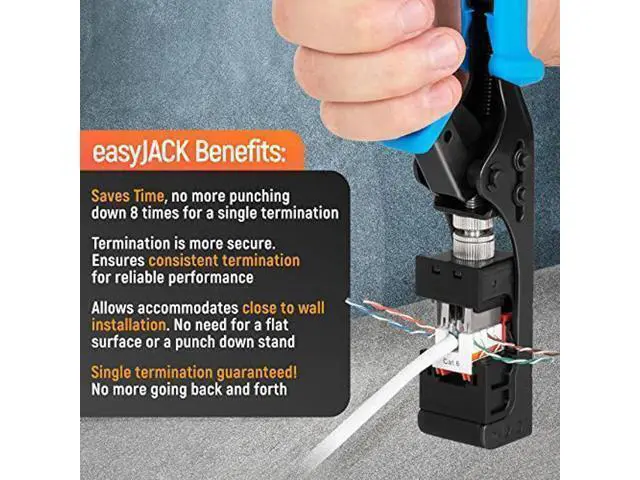 Alt view image 9 of 10 - Everest Media Solutions easyJACK (CAT6A Kit) - Speed Termination Tool, with 10 Blue & 10 White CAT6A Keystone Jacks - Punch Down Ethernet Crimper for EMS RJ45 UTP Female Connectors