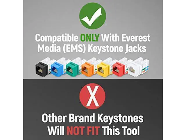 Alt view image 10 of 10 - Everest Media Solutions easyJACK (CAT6A Kit) - Speed Termination Tool, with 10 Blue & 10 White CAT6A Keystone Jacks - Punch Down Ethernet Crimper for EMS RJ45 UTP Female Connectors