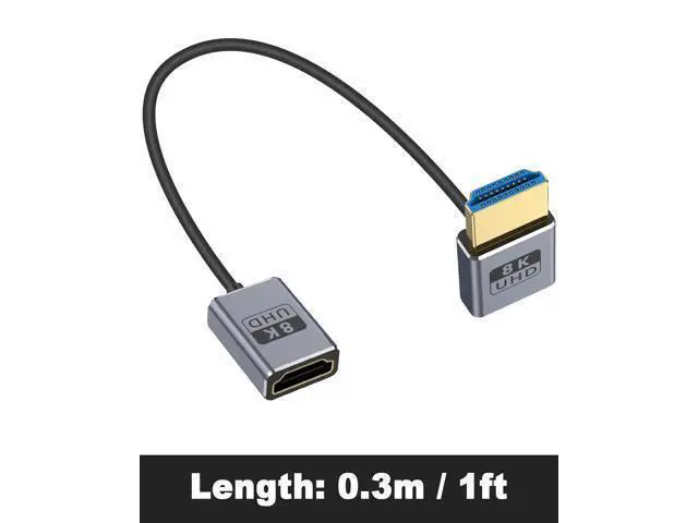 Alt view image 14 of 14 - 8K 90 Degree HDMI Extension Cable 1FT Down Angle HDMI Male to Female Cable (48Gbps Bandwidths 8K@60Hz 4K@240Hz) for GH5S PS5 Xbox One Monitor PC