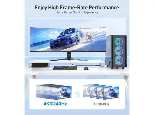 Alt view image 11 of 14 - 48Gbps Ultra HD 8K Right Angle HDMI Cable 6.6 ft (270 Degree HDMI Cable) with 8K@60Hz 4K@240Hz and HDR Support in Black