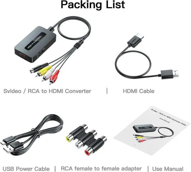 Alt view image 2 of 7 - RCA Svideo to HDMI Converter with HD Cable(RCA and Svideo Integrated) CVBS Composite AV to HDMI Converter