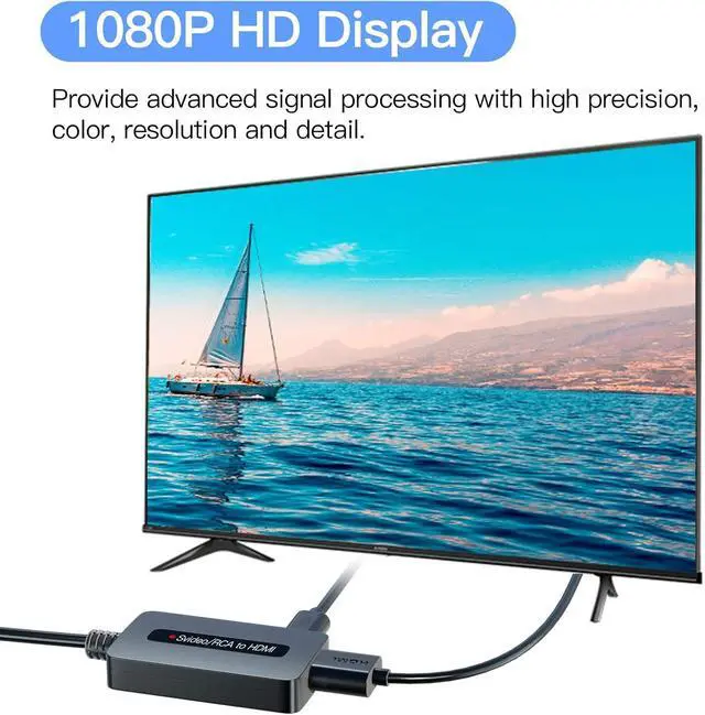 Alt view image 4 of 7 - RCA Svideo to HDMI Converter with HD Cable(RCA and Svideo Integrated) CVBS Composite AV to HDMI Converter