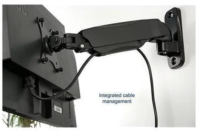 Alt view image 12 of 14 - Black Height Adjustable Pneumatic Arm Single Monitor Wall Mount Full Motion Articulating | fits 17 to 27 inch Screen MOUNTV001A