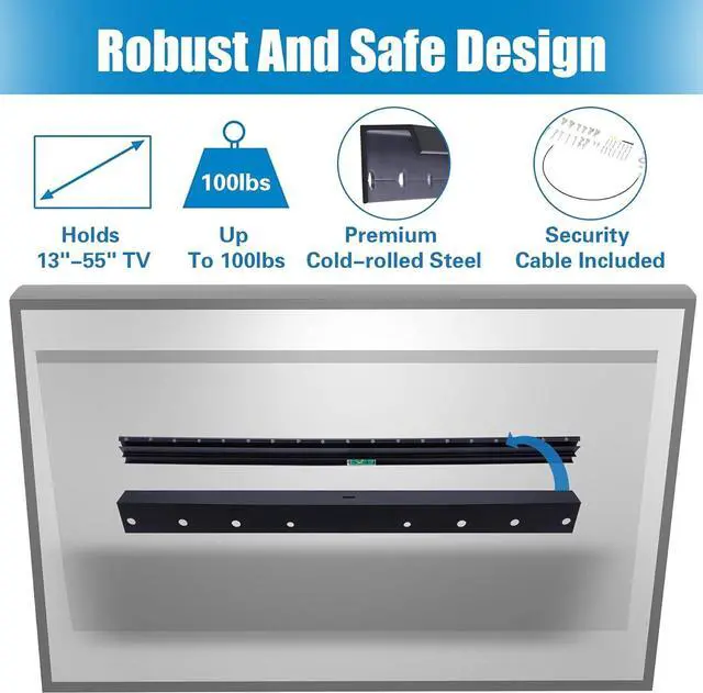 Alt view image 7 of 10 - Studless Drywall TV Mount for 13-55 inch TVs, No Stud TV Wall Bracket Max VESA 400x400mm up to 100 lbs Universal Fits Most LED LCD Plasma Flat/Curved Screen TVs & Monitors-Upgraded Bubble Level