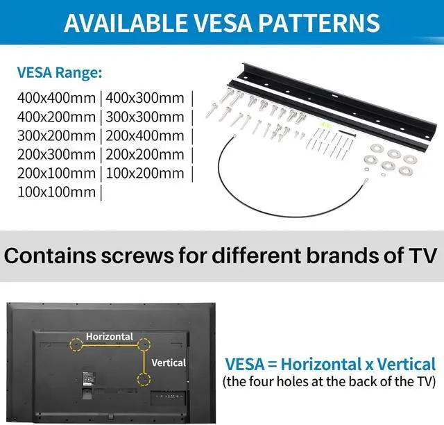 Alt view image 8 of 10 - Studless Drywall TV Mount for 13-55 inch TVs, No Stud TV Wall Bracket Max VESA 400x400mm up to 100 lbs Universal Fits Most LED LCD Plasma Flat/Curved Screen TVs & Monitors-Upgraded Bubble Level