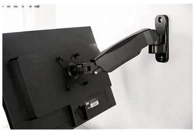 Alt view image 14 of 14 - Black Height Adjustable Pneumatic Arm Single Monitor Wall Mount Full Motion Articulating | fits 17 to 27 inch Screen MOUNTV001A