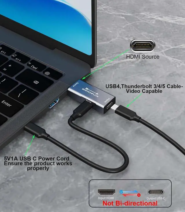 Alt view image 10 of 14 - HDMI to USB C Adapter | 4K@60Hz HDMI Source to USB-C Display Converter for XR/AR Glasses(XREAL One Air 2 Pro VITURE Pro RayNeo Air 2s Rokid) Portable Monitors Laptop Switch PS5/4 Xbox