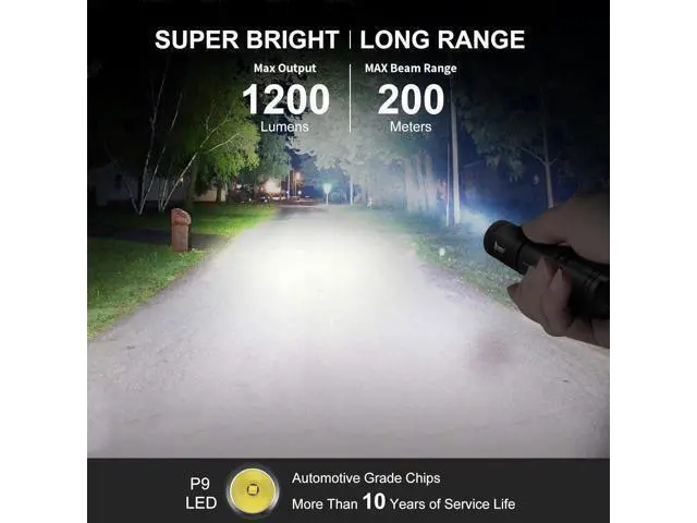 Alt view image 9 of 14 - WUBEN L50 Rechargeable Flashlights, USB tactical flashlights 1200 high lumens, Super Bright IP68 Waterproof LED flashlights, EDC Pocket Flashlights 5 Modes for Emergency, Rescue, Inspection, Hunting