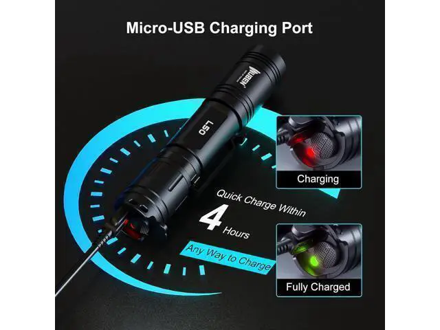 Alt view image 11 of 14 - WUBEN L50 Rechargeable Flashlights, USB tactical flashlights 1200 high lumens, Super Bright IP68 Waterproof LED flashlights, EDC Pocket Flashlights 5 Modes for Emergency, Rescue, Inspection, Hunting
