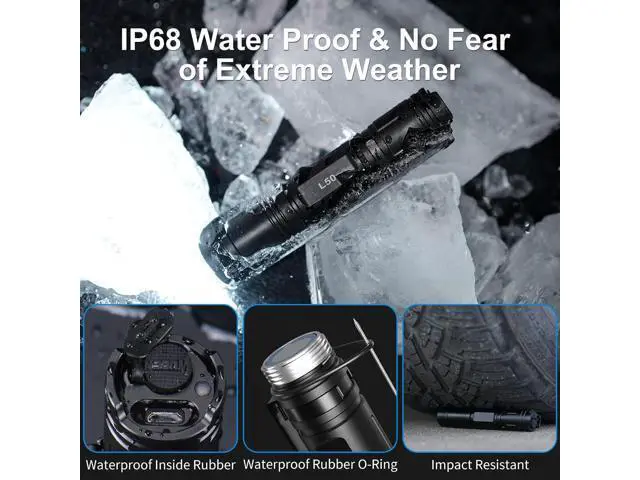 Alt view image 12 of 14 - WUBEN L50 Rechargeable Flashlights, USB tactical flashlights 1200 high lumens, Super Bright IP68 Waterproof LED flashlights, EDC Pocket Flashlights 5 Modes for Emergency, Rescue, Inspection, Hunting