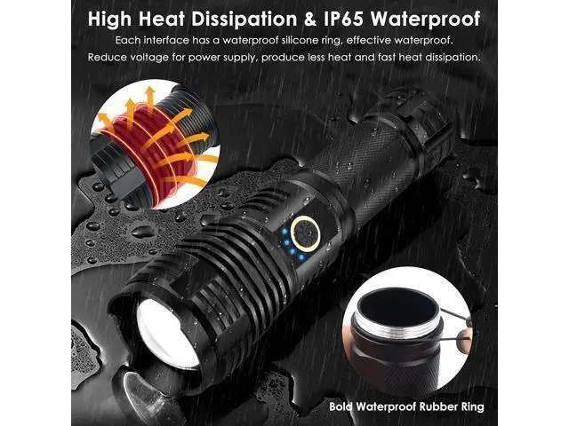 Alt view image 12 of 14 - Rechargeable Flashlights 990000 High Lumens, Super Bright Flashlight with 10 Modes, LED Tactical Flashlight Waterproof, Powerful for Camping, Hiking, Hunting and Emergencies