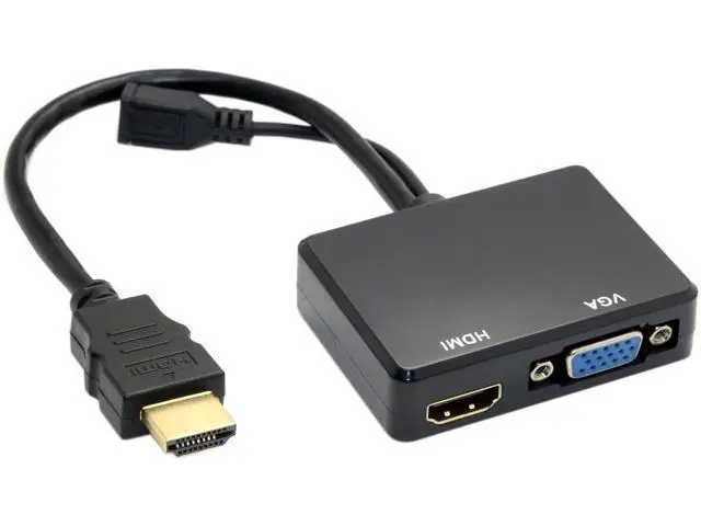 Alt view image 2 of 7 - Cablecc HDMI to VGA & HDMI Female Splitter with Audio Video Cable Converter Adapter For HDTV PC Monitor