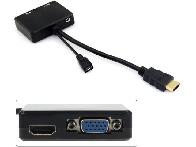Alt view image 4 of 7 - Cablecc HDMI to VGA & HDMI Female Splitter with Audio Video Cable Converter Adapter For HDTV PC Monitor