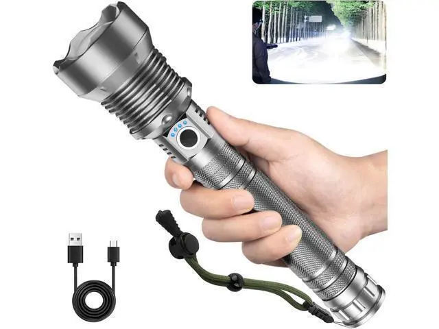 Alt view image 8 of 14 - Rechargeable LED Flashlights High Lumens, 990,000 Lumen Brightest Flashlight with 5 Modes and Waterproof, Long Lasting Powerful Handheld Bright Flashlight for Emergencies Camping