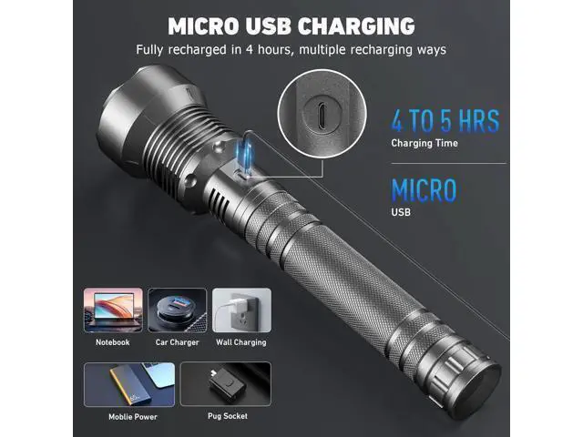 Alt view image 12 of 14 - Rechargeable LED Flashlights High Lumens, 990,000 Lumen Brightest Flashlight with 5 Modes and Waterproof, Long Lasting Powerful Handheld Bright Flashlight for Emergencies Camping