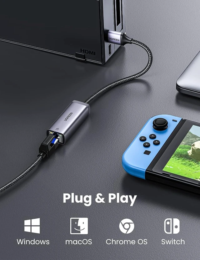Alt view image 5 of 7 - Vszerda USB to Ethernet Adapter USB 3.0 to 10 100 1000 Mbps Gigabit RJ45 LAN Network Adapter Compatible with Nintendo Switch Laptop PC MacBook Surface XPS Raspberry Pi 4b, and More
