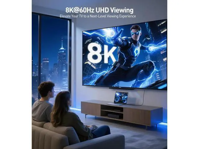 Alt view image 10 of 14 - 48Gbps Ultra HD 8K Right Angle HDMI Cable 6.6 ft (270 Degree HDMI Cable) with 8K@60Hz 4K@240Hz and HDR Support in Black
