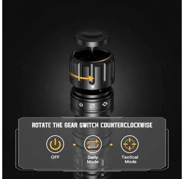 Alt view image 9 of 12 - Wurkkos TD03 LED Tactical Flashlight Rechargeable,1800 Lumens IP68 Waterproof EDC Flashlight With Tail Rotary Switch One Click Strobe Flashlight Longest Range 1158 Feet,Emergency LED Flashlight(5000K)