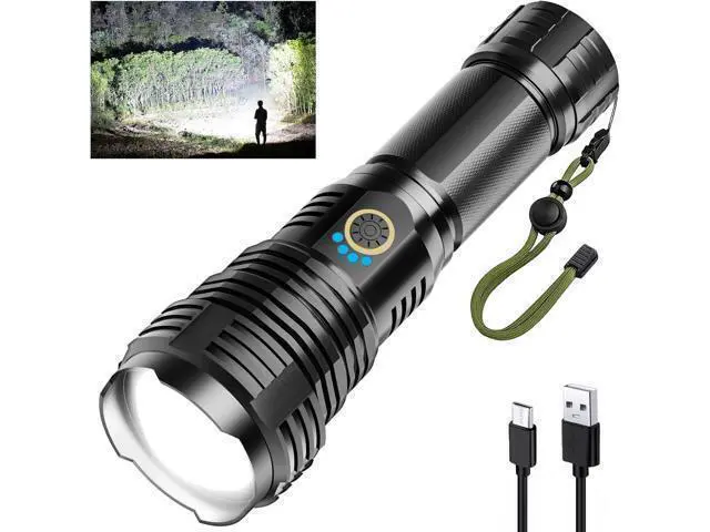 Alt view image 8 of 14 - Rechargeable Flashlights 990000 High Lumens, High Power Led Flashlight, XHP70.2 Powerful Tactical Flashlight with Zoomable, 5 Modes, IPX7 Waterproof, Flashlight for Camping, Hiking, Emergencies