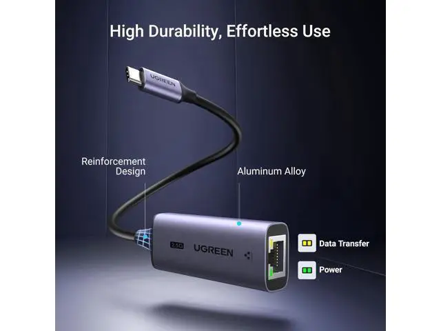 Alt view image 7 of 7 - UGREEN USB C to Ethernet Adapter 2.5G, Ethernet Adapter for Laptop, Aluminum, Type C (Thunderbolt 4/3 Compatible) to RJ45 Network Internet, Compatible for NAS, MacBook Air/Pro, XPS, iPhone 15 Pro/Max
