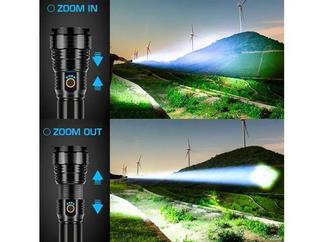 Alt view image 10 of 14 - Rechargeable Flashlights 990000 High Lumens, High Power Led Flashlight, XHP70.2 Powerful Tactical Flashlight with Zoomable, 5 Modes, IPX7 Waterproof, Flashlight for Camping, Hiking, Emergencies