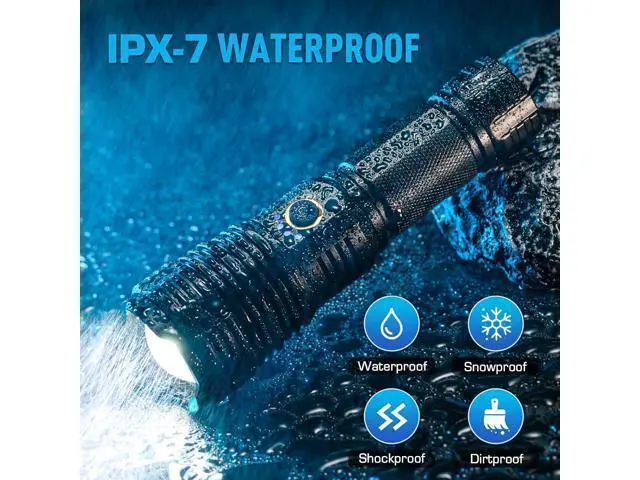 Alt view image 12 of 14 - Rechargeable Flashlights 990000 High Lumens, High Power Led Flashlight, XHP70.2 Powerful Tactical Flashlight with Zoomable, 5 Modes, IPX7 Waterproof, Flashlight for Camping, Hiking, Emergencies