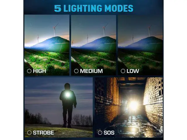 Alt view image 13 of 14 - Rechargeable Flashlights 990000 High Lumens, High Power Led Flashlight, XHP70.2 Powerful Tactical Flashlight with Zoomable, 5 Modes, IPX7 Waterproof, Flashlight for Camping, Hiking, Emergencies