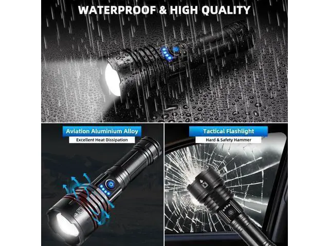 Alt view image 11 of 12 - Flashlights High Lumens Rechargeable, 990000LM Super Bright Flashlight, Adjustable Tactical Flashlight, 5Mode Flash Light High Powered, Waterproof LED Flashlight for Camping, Hiking, Home, Emergencies