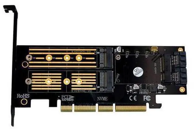 Alt view image 2 of 2 - M.2 NVMe SSD NGFF mSATA to PCI-E X4/X8/X16 Raiser M Key B Key mSATA 3in1 PCI Express Riser Card mSATA SSD PCIE M.2 SATA Adapter