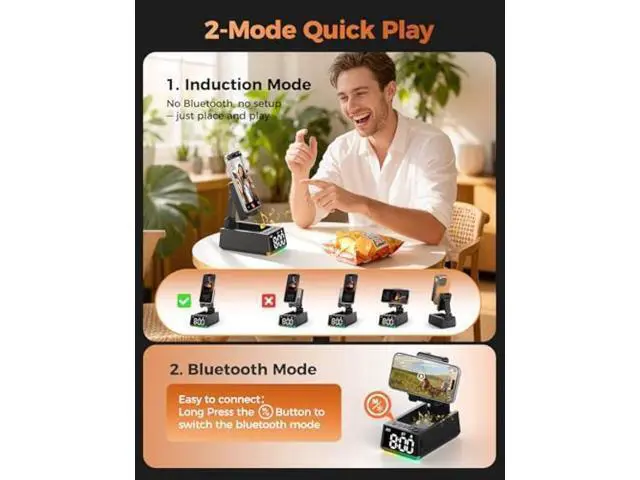 Alt view image 9 of 10 - Stocking Stuffers for Men Women Teen:White Elephant Gifts for Adults Induction Speaker Bluetooth with HD Sound,Kitchen Gadgets Anniversary Birthday Gift Ideas for Dad Mom Husband Wife(Black)