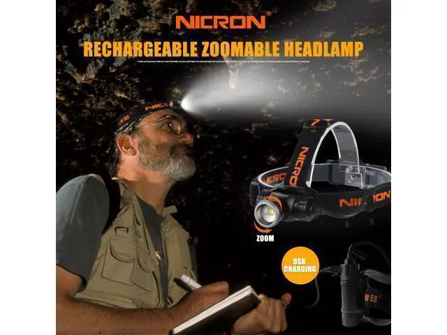 Alt view image 9 of 14 - NICRON Rechargeable Headlamp H30F 9W Super High Brightness Focus LED Zoomable rechargeable 18 650 Flashlight Light Portable Waterproof IPX8 900LM Headlamp USB Torch Lantern H30F