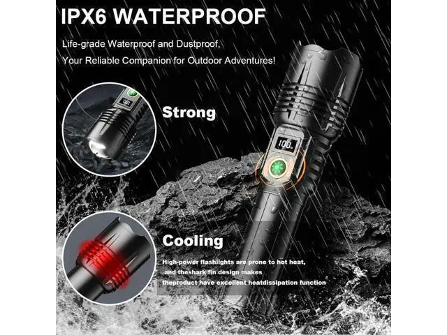 Alt view image 14 of 14 - Flashlights Rechargeable High Lumens, Ultra Powerful LED 250000 Lumens Super Bright Tactical Flashlight High Power Handheld Flash Light Waterproof Zoomable 5 Modes for Camping, Emergency, Home