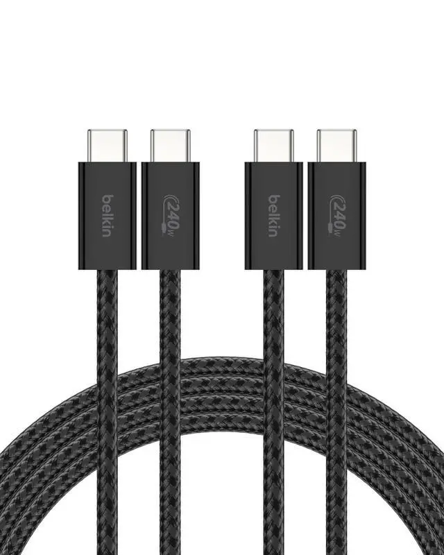 Alt view image 8 of 14 - USB C to USB C Cable ?2-Pack 6.6ft 240W - Type C Charger iPhone Charger Cord Soft Braided Flexible for iPhone 17 Galaxy S25 Pixel 10 MacBook Chromebook iPad Pro Switch C Black