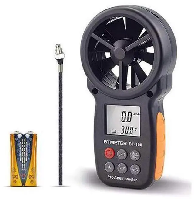Alt view image 8 of 14 - BT100 Handheld Anemometer Digital Wind Speed Meter Gauge for HVAC CFM Tester Air Flow Velocity Wind Chill 14113 Wind Temperature