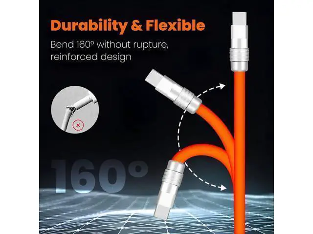 Alt view image 7 of 10 - GentsStride Chubby 3.0 Extra Long Fast Charging Cable Durable USB Type-C Cables USB C to A Quick Charger Cord Ultra-Thick Silicone Charger, Sky Blue, Type-C to Type-C, 19.6 FT