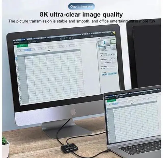 Alt view image 9 of 10 - USB C two-way Switch 1x2/2x1 USB 3.1 splitter data video switcher 8K @ 30Hz PD 100W for PC monitor Mobile phone Multi-source