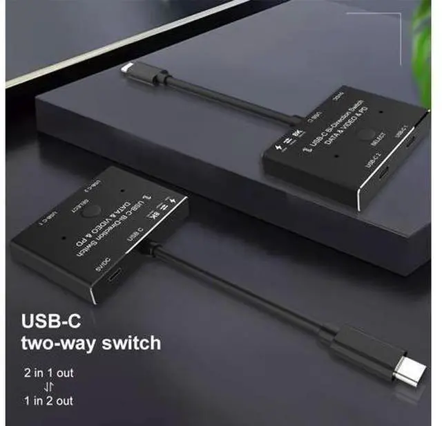 Alt view image 10 of 10 - USB C two-way Switch 1x2/2x1 USB 3.1 splitter data video switcher 8K @ 30Hz PD 100W for PC monitor Mobile phone Multi-source