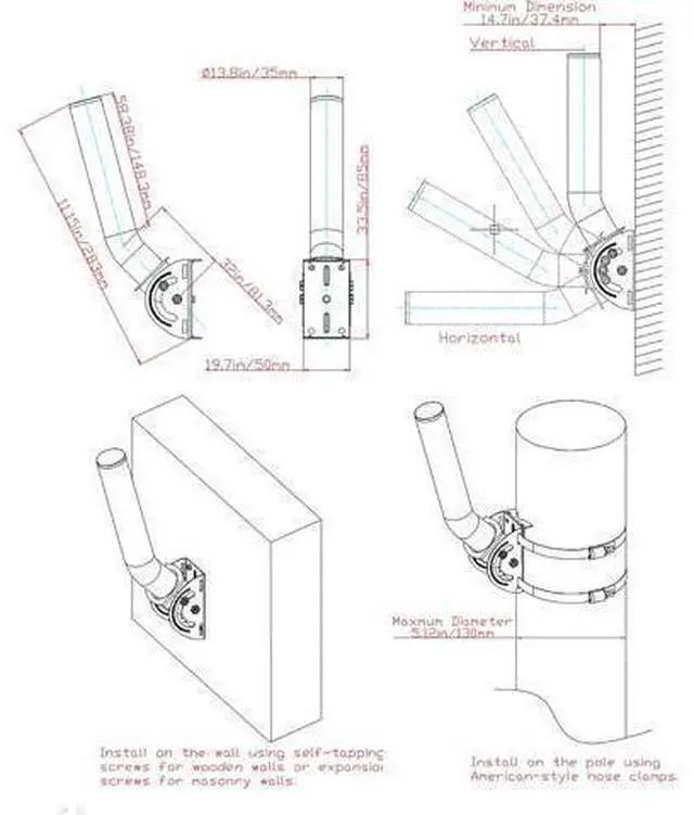 Alt view image 10 of 14 - Wireless Bridge Mount Bracket, 12'' J Mounting Pole & Wall Installation Light Weight Mount Bracket for Wireless Bridges, Outdoor TV Antennas, WiFi Extender, Weather Station, Starlink Mini