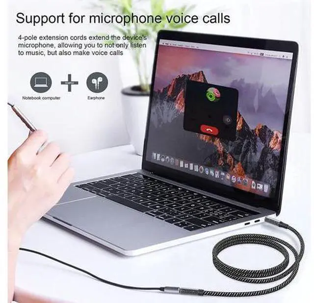Alt view image 9 of 12 - 10FT/3Meter Long 3.5mm Extension TRRS 4-Pole Headphone Cable Male to Female Audio Cable Nylon Braided Compatible for Home/Car Stereos Smartphones Headphones Tablets Media Players and More