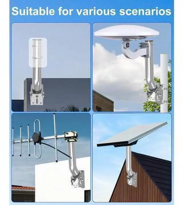 Alt view image 14 of 14 - Wireless Bridge Mount Bracket, 12'' J Mounting Pole & Wall Installation Light Weight Mount Bracket for Wireless Bridges, Outdoor TV Antennas, WiFi Extender, Weather Station, Starlink Mini