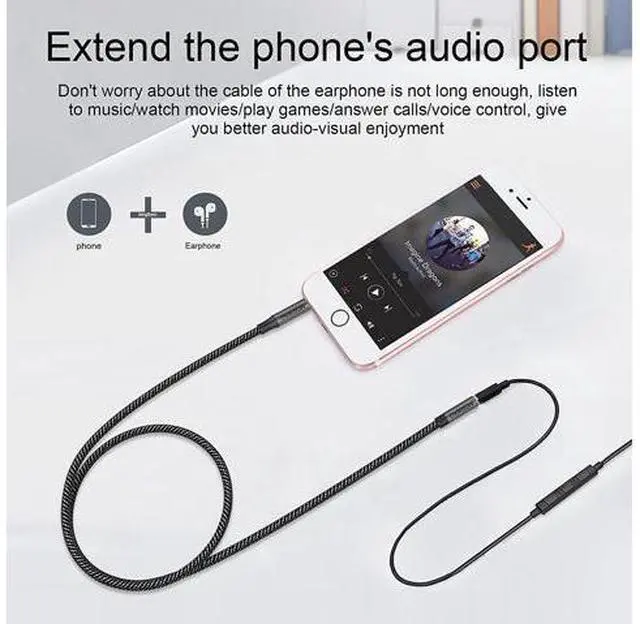 Alt view image 11 of 12 - 10FT/3Meter Long 3.5mm Extension TRRS 4-Pole Headphone Cable Male to Female Audio Cable Nylon Braided Compatible for Home/Car Stereos Smartphones Headphones Tablets Media Players and More