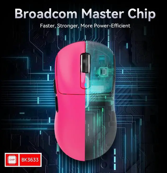 Alt view image 10 of 10 - MAMBASNAKE Attack Shark X3 Wireless Gaming Mouse, 49g Ultralight, PixArt PAW3395 26000 DPI, Bluetooth/2.4Ghz /Wired Tri-Mode, 200Hrs Rechargeable Battery, Kailh GM8.0 Switch for PC/MAC/Win - Rose Red