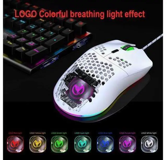 Alt view image 12 of 14 - TROPRO Programmable RGB Gaming Mouse, 6 DPI (1000/1600/2400/3200/4800/6400) 96g Ultra Lightweight Honeycomb Optical LED Wired Mouse with Programmable 6 Keys RGB Marquee Effect Light