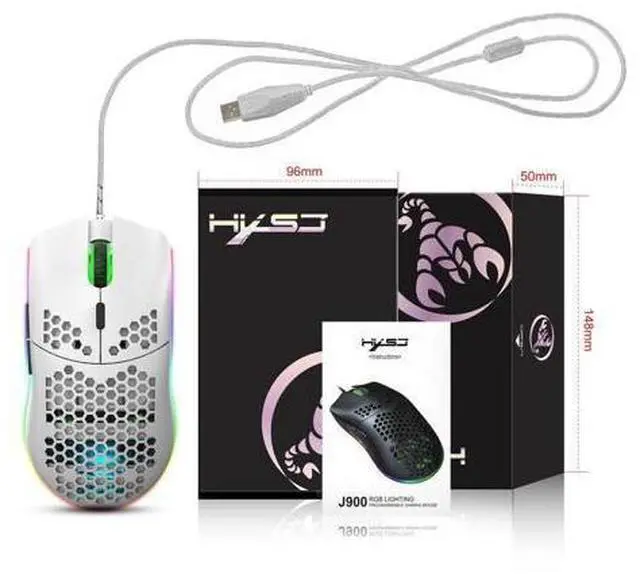 Alt view image 14 of 14 - TROPRO Programmable RGB Gaming Mouse, 6 DPI (1000/1600/2400/3200/4800/6400) 96g Ultra Lightweight Honeycomb Optical LED Wired Mouse with Programmable 6 Keys RGB Marquee Effect Light
