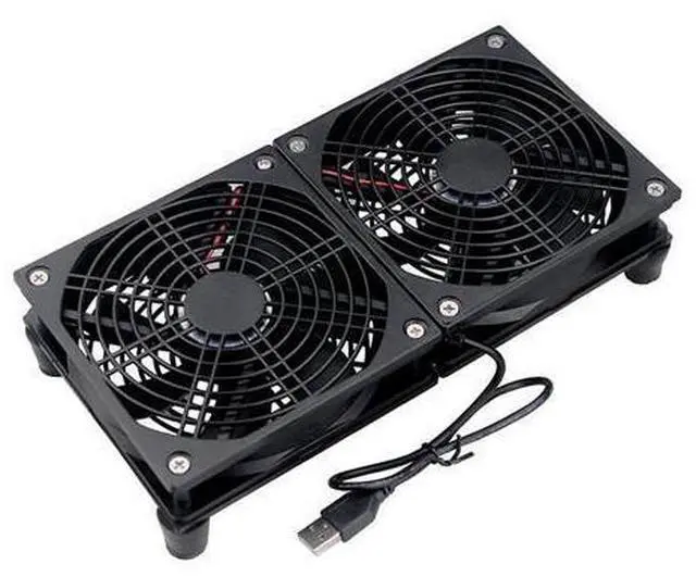Alt view image 9 of 10 - Router Cooling Fan DIY PC Cooler TV Box Wireless Quiet DC 5V USB Power 120mm 240mm Fan 12CM W/Screws Protective Net