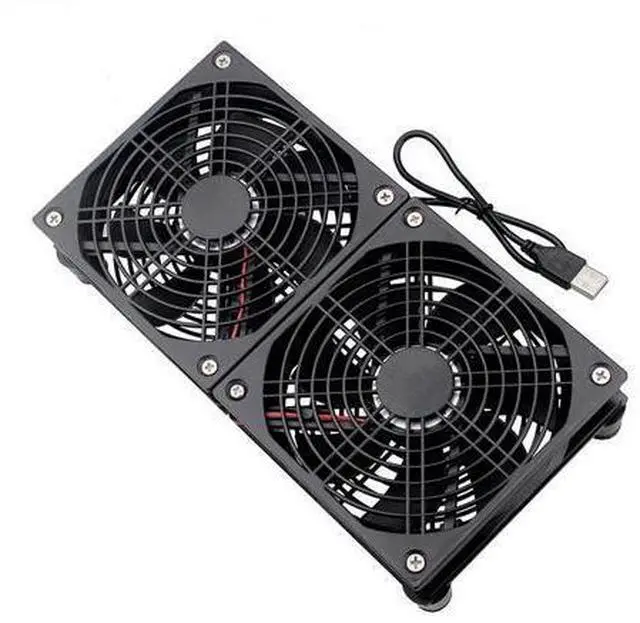 Alt view image 8 of 10 - Router Cooling Fan DIY PC Cooler TV Box Wireless Quiet DC 5V USB Power 120mm 240mm Fan 12CM W/Screws Protective Net