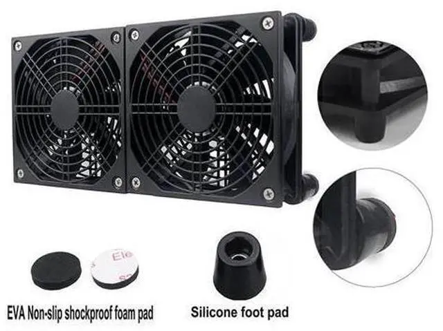 Alt view image 10 of 10 - Router Cooling Fan DIY PC Cooler TV Box Wireless Quiet DC 5V USB Power 120mm 240mm Fan 12CM W/Screws Protective Net